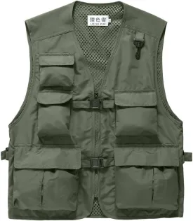 Unisex Breathable Fishing Vest, Multi-Pockets Photography Travel Hunting Waistcoat Jacket for Adults and Youth