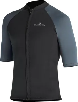 Wetsuit Top Men Short Sleeve Front Zip Wetsuit Jacket 1.5mm Neoprene Swimsuit for Swimming Diving Surfing