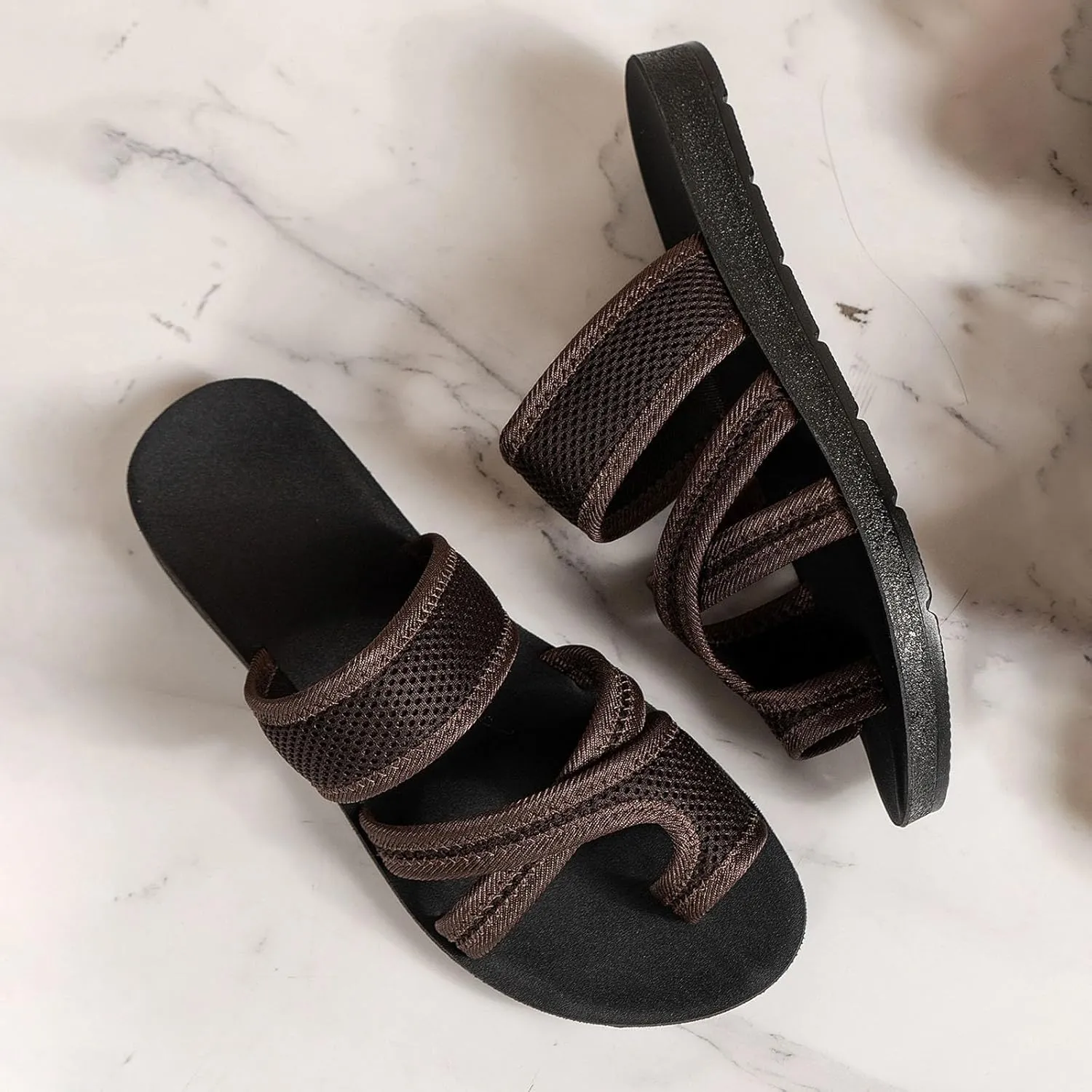 Women's Summer Sandals Casual Slip On Flip Flops Mesh Breathable Thong Flat Sandals Comfortable Shoes Walking Slippers