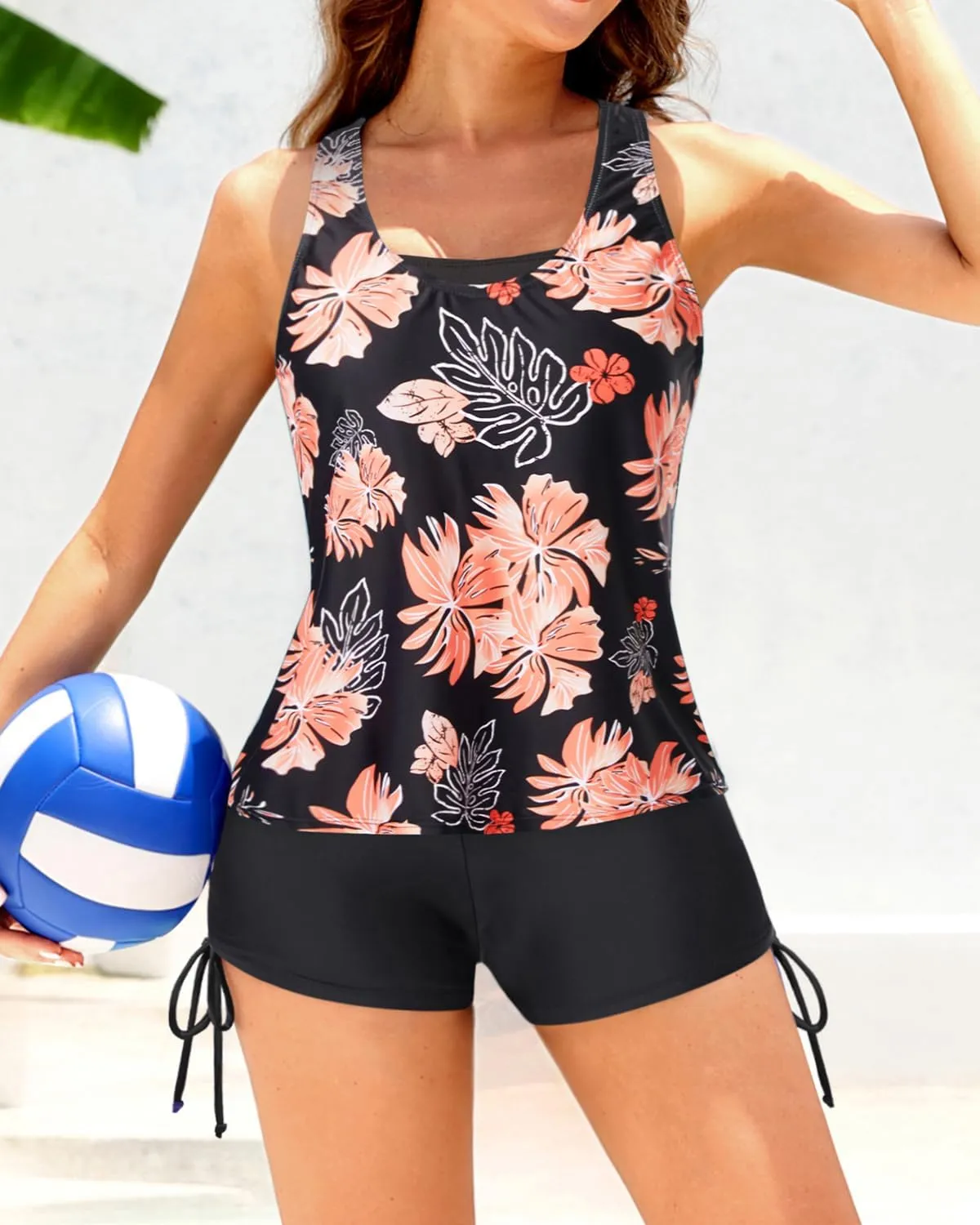 Yonique 3 Piece Womens Tankini Swimsuits with Shorts Athletic Bathing Suits Tank Tops with Bra and Boyshorts